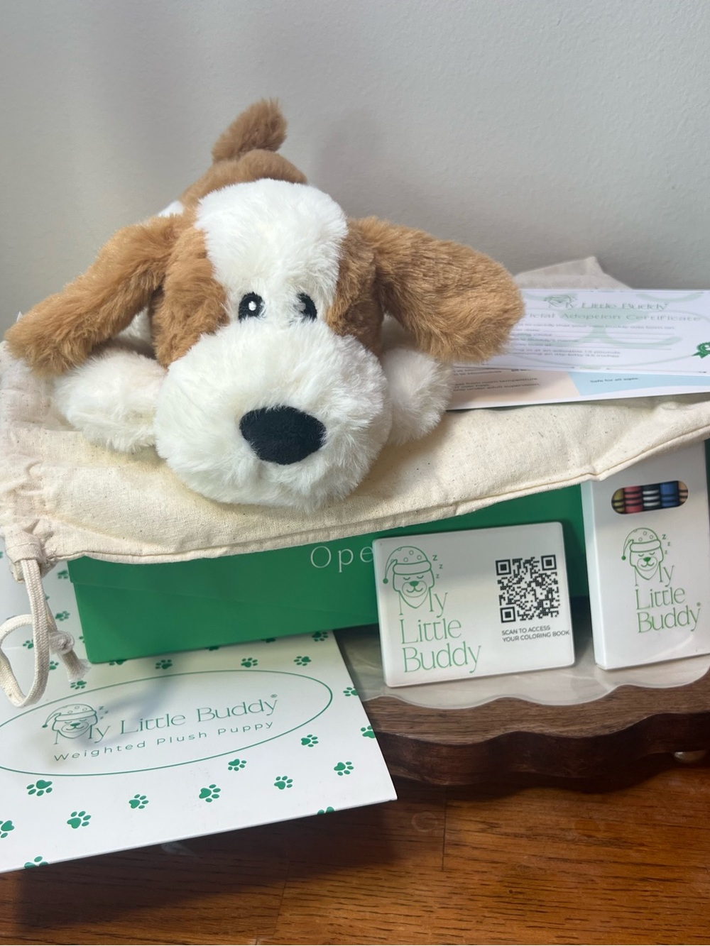 My Little Buddy Weighted Plush Puppy Heat & Cool Comfort Dog Gift Set NIB